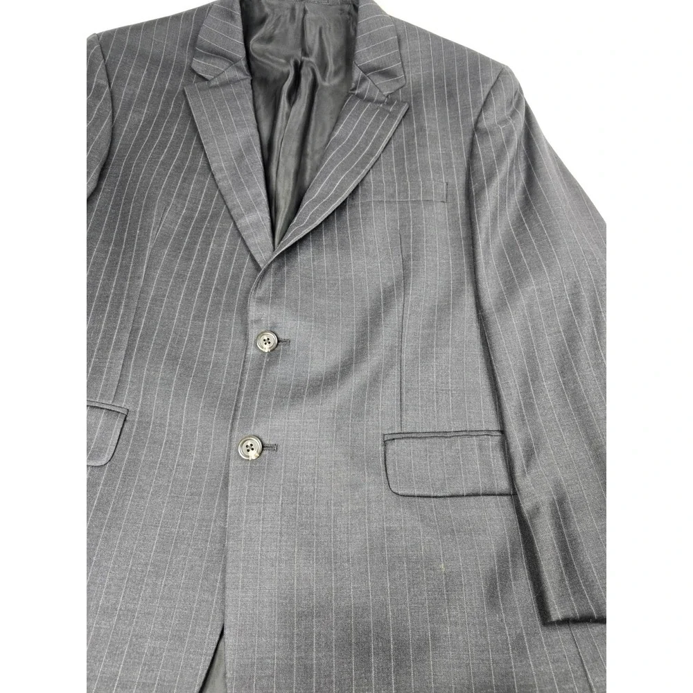Lauren Ralph Lauren Mens Classic Fit Wool Sport Coat Blazer Black 44R Pin Stripe